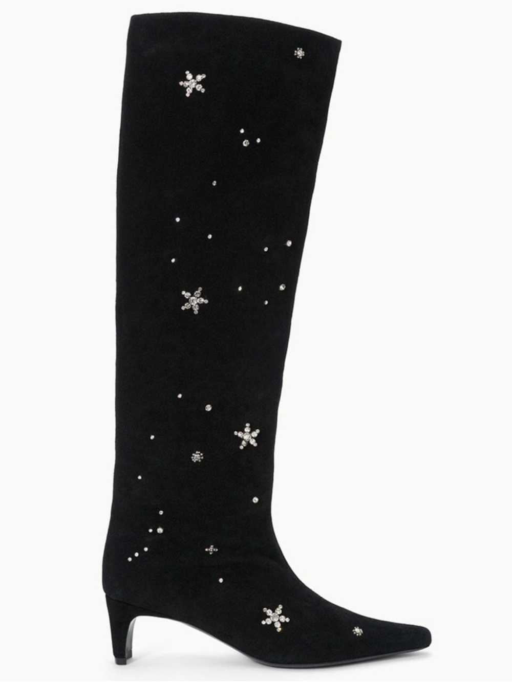 STAUD Wally Black Suede Knee High Boots in Starry Night Embellished - Picture 1 of 10